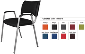 Silla Visita Alice Tapizada Mixta. Silla Visita 4 patas. Tubo Redondo. Estructura metalica color negro, gris aluminio. Respaldo polipropileno, asiento tapizado. Silla visita, Sillas de visita oficina, Silla de oficina  www.yolae.cl 